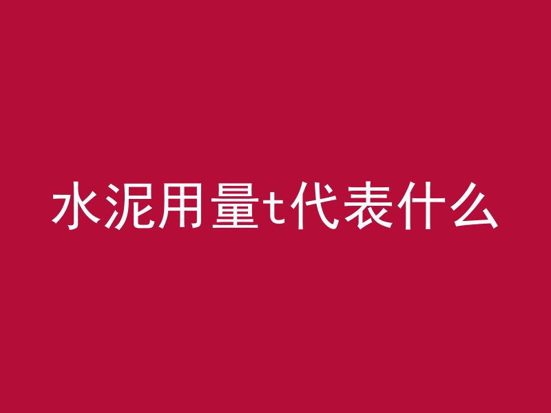 水泥用量t代表什么