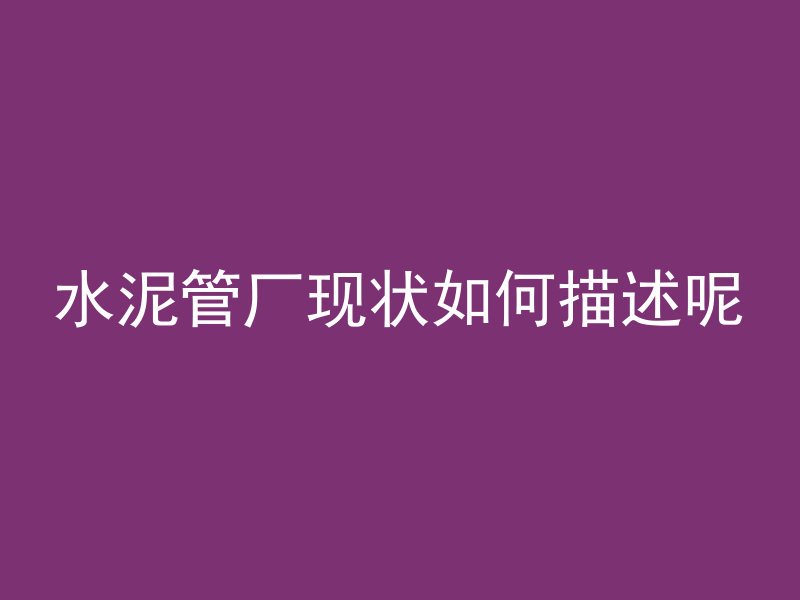 水泥管厂现状如何描述呢