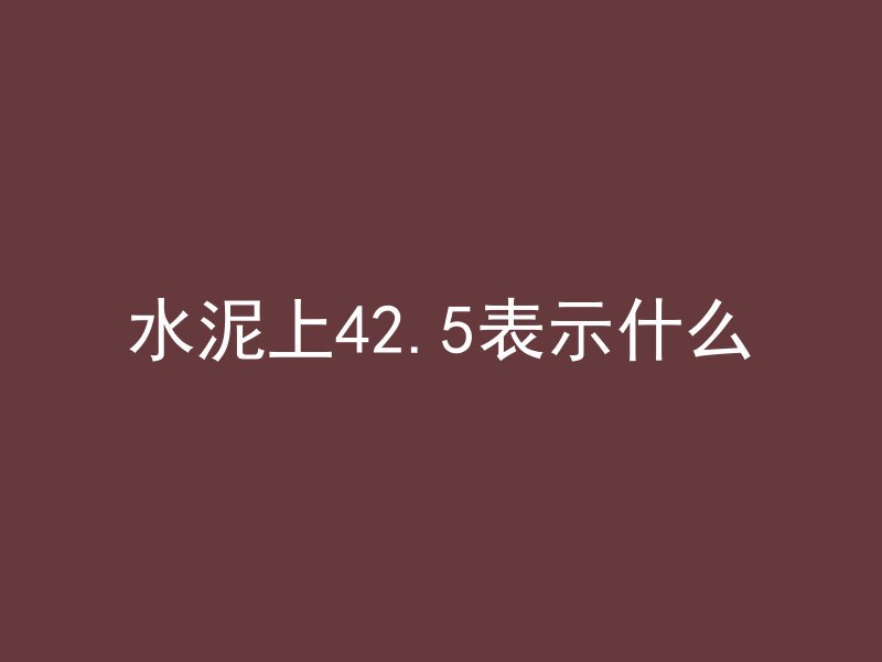 水泥上42.5表示什么