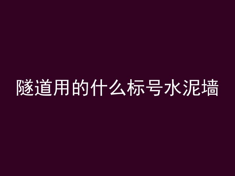 隧道用的什么标号水泥墙