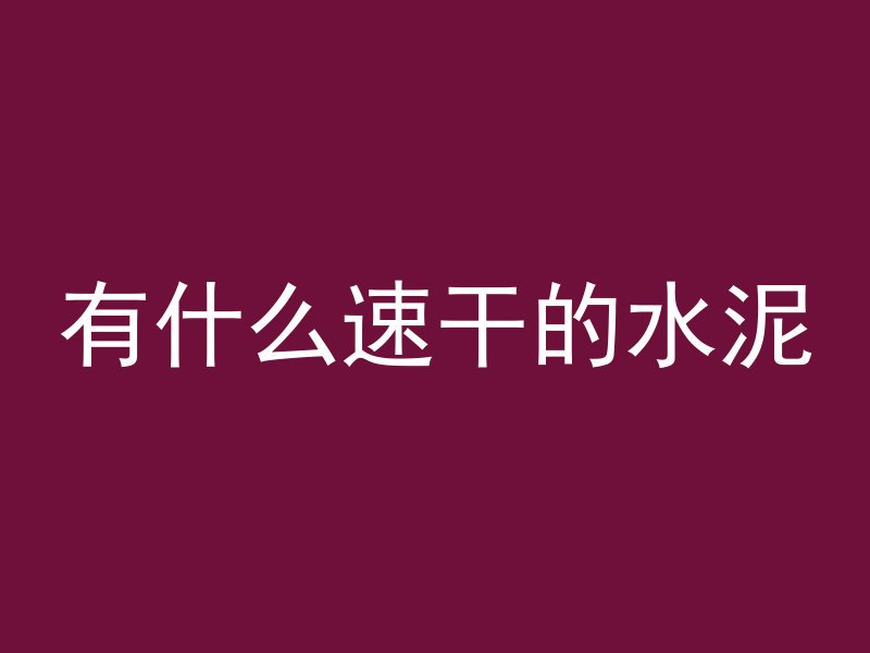 有什么速干的水泥