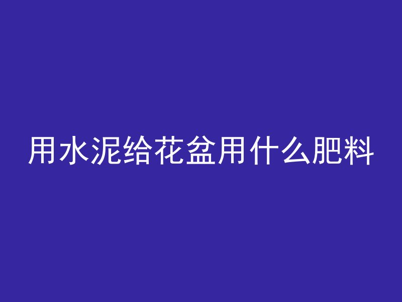 用水泥给花盆用什么肥料