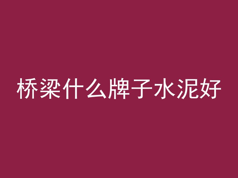 桥梁什么牌子水泥好