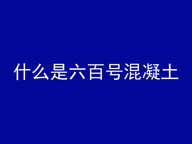 什么是六百号混凝土